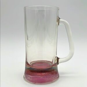 Vintage Clear Glass Pink Bottom 6 1/2" Tall - Beer Stein/Mug